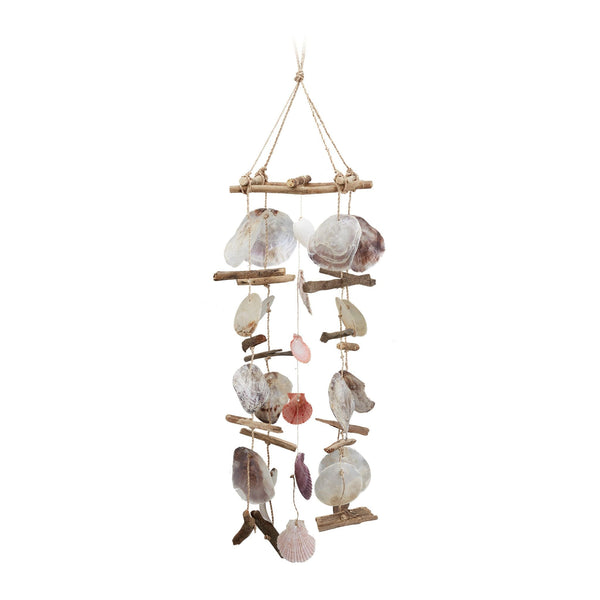 Treibholz-Windspiel mit Muscheln