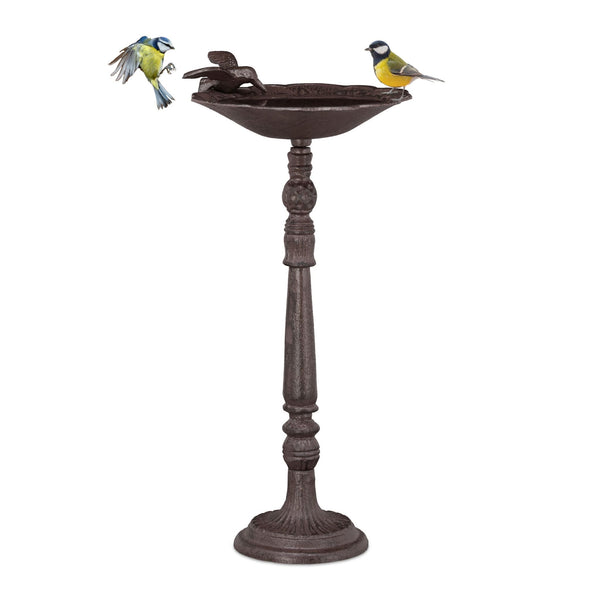 Birdbath on cast iron base