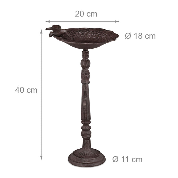 Birdbath on cast iron base