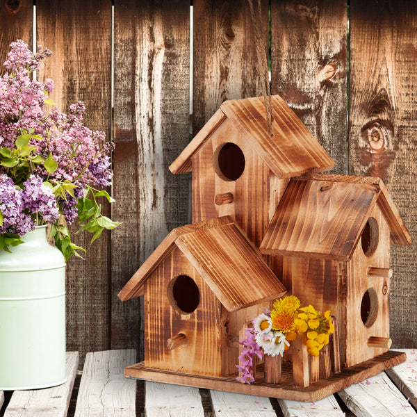 Decoratief Vogelhuis met 3 Huisjes | Relaxdays