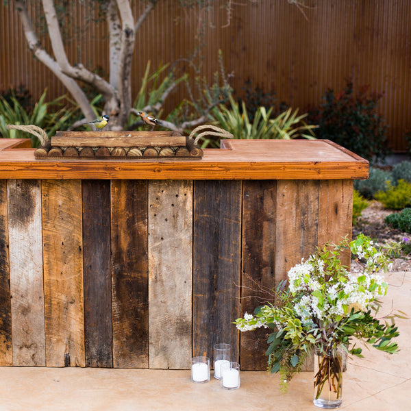 Wooden bird feeding table for garden birds