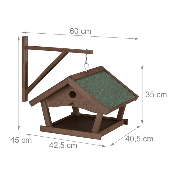 Brown hanging bird feeder wall