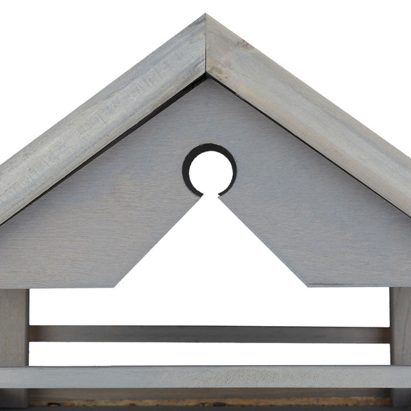 Grey bird feeder on stand