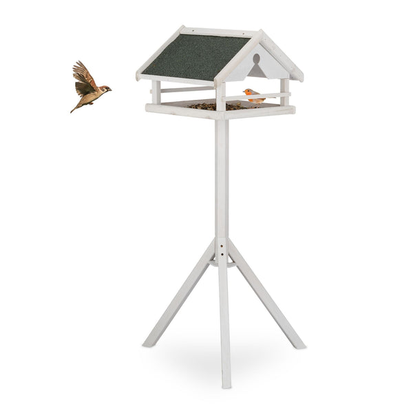 White bird feeder on stand