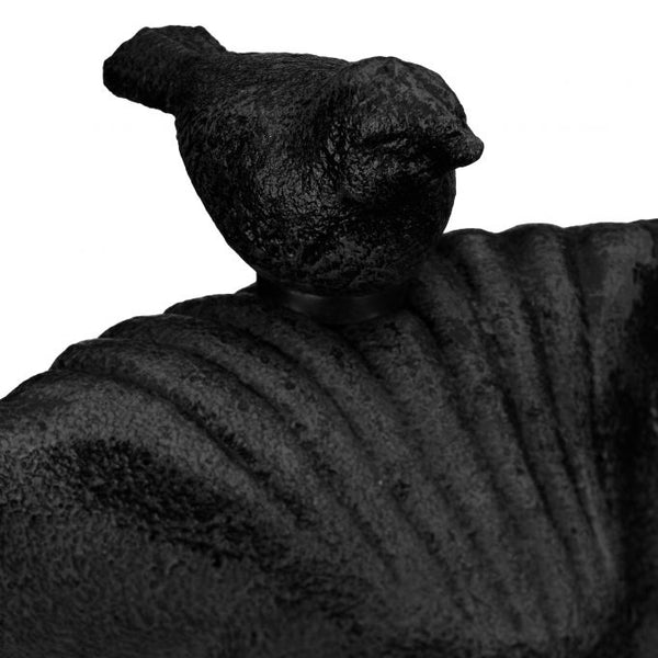 Birdbath on cast iron base