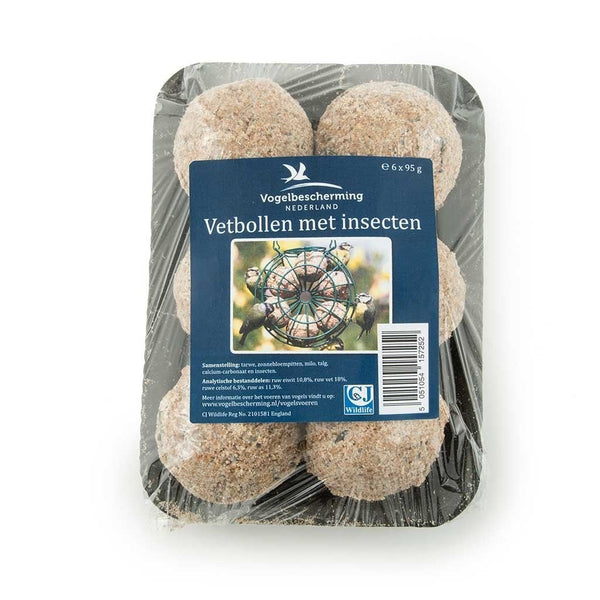 Vogelbescherming - vetbollen met insecten 6 stuks (tray)
