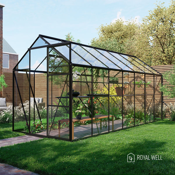 Tuinkas Kate V zwart 3 mm veiligheidsglas