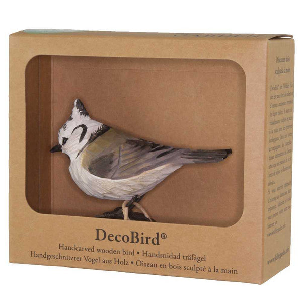 Holzgeschnitzte Vogelfigur Haubenmeise – DecoBird | Wildlife Garden