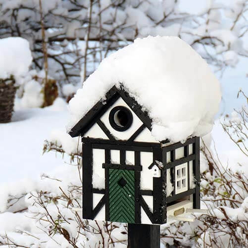 Multiholk Korsvirke Svart Plus Vogelhaus/Futterstation