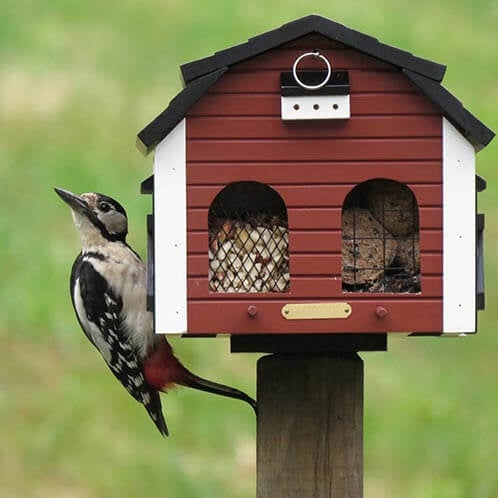 Foderlada red barn bird feeder