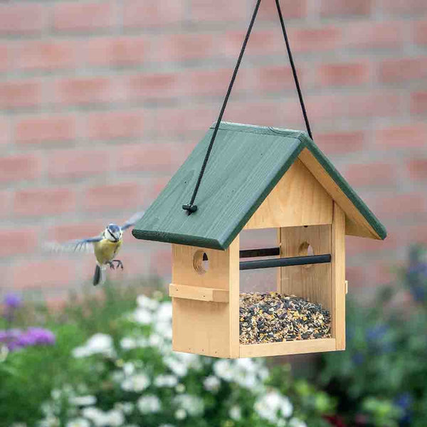 Hangend Voederhuis Breda – Houten vogelvoederhuis voor kleine tuinvogels