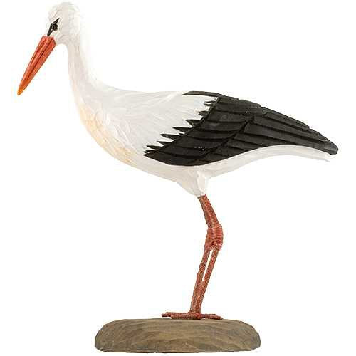Cigogne en bois – oiseau décoratif sculpté à la main – DecoBird Wildlife Garden