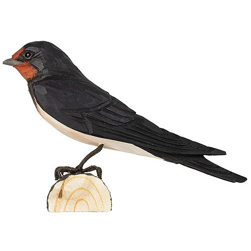 Houtgesneden boerenzwaluw, handbeschilderd – DecoBird Wildlife Garden