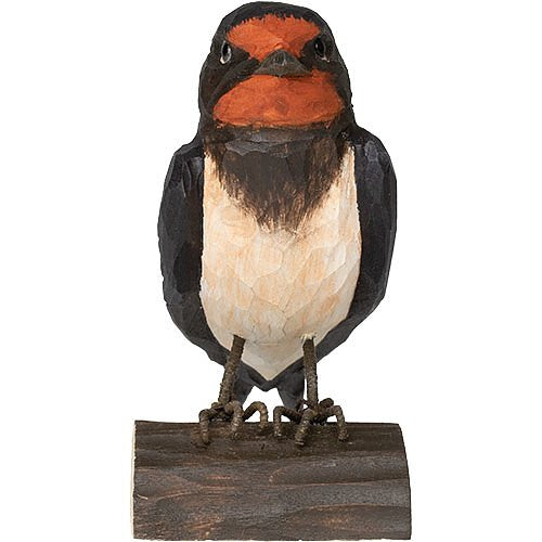 Houtgesneden boerenzwaluw, handbeschilderd – DecoBird Wildlife Garden