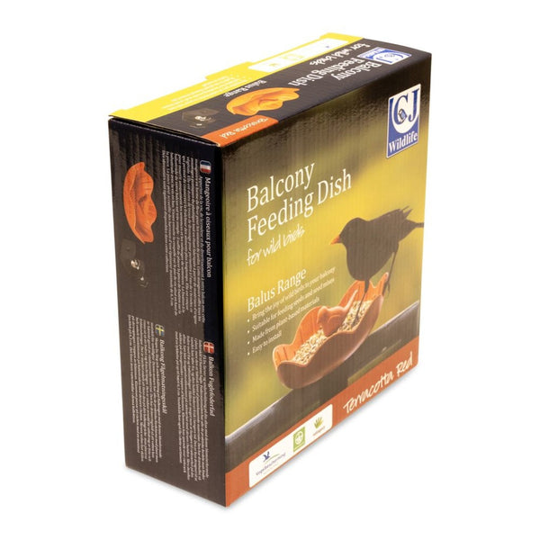 Balkon Voederschaal Balus (terracotta) – Compacte voederschaal met klem voor balkons