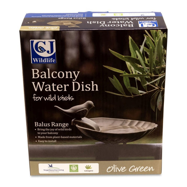 Abreuvoir pour balcon Balus (vert olive) – Bain d'oiseaux réglable avec pince pour balcons
