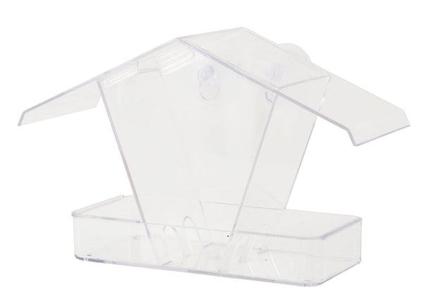 Raamvoederhuis Kreta – transparant raamvoederhuis met 2 zuignappen (polycarbonaat, 24×10,5×15 cm) – CJ Wildlife