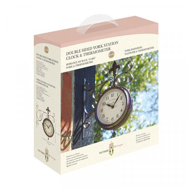 York klok/therm 25x28,5cm brons/creme