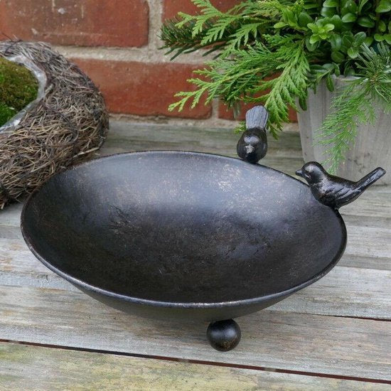 Birdbath Birds round metal
