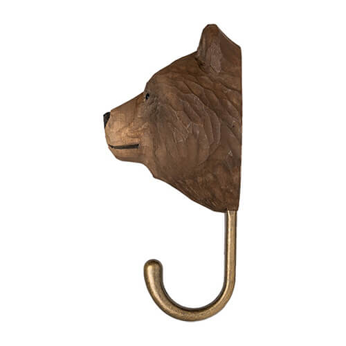Kledinghaak Bruine Beer – Decoratieve Houten Wandhaak | Wildlife Garden