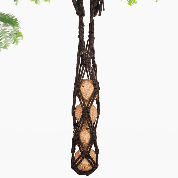 Vetbolhouder macramé YADE 25cm zwart