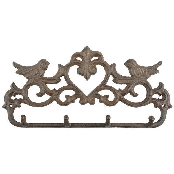 Gietijzeren Wandhaak Vogels op een Rij – 4 Haken in Giftbox | Esschert Design