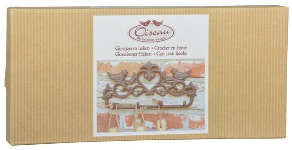 Gietijzeren Wandhaak Vogels op een Rij – 4 Haken in Giftbox | Esschert Design