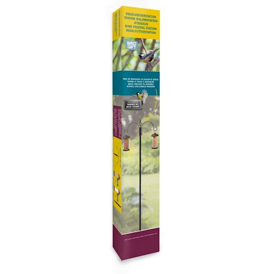 Bird Gift Blacksteel feeding station with 2 feeders