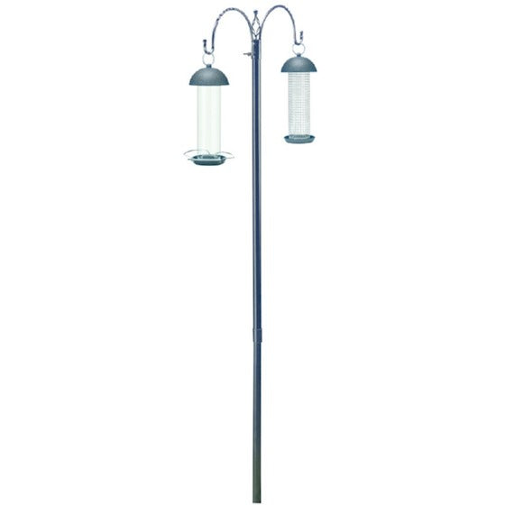 Bird Gift Blacksteel feeding station with 2 feeders