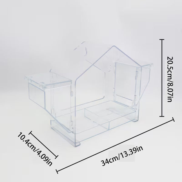 Heldere acryl raam vogelvoeder met easy-clean zadenbak | Doorzichtig vogelvoerhuisje voor kleine tuinvogels