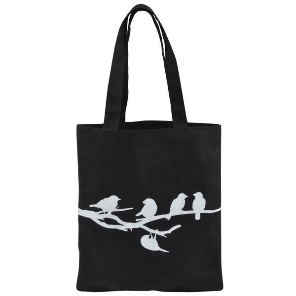Shopping bag birds on branch