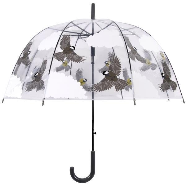 Regenschirm transparent 2-seitig Vogel