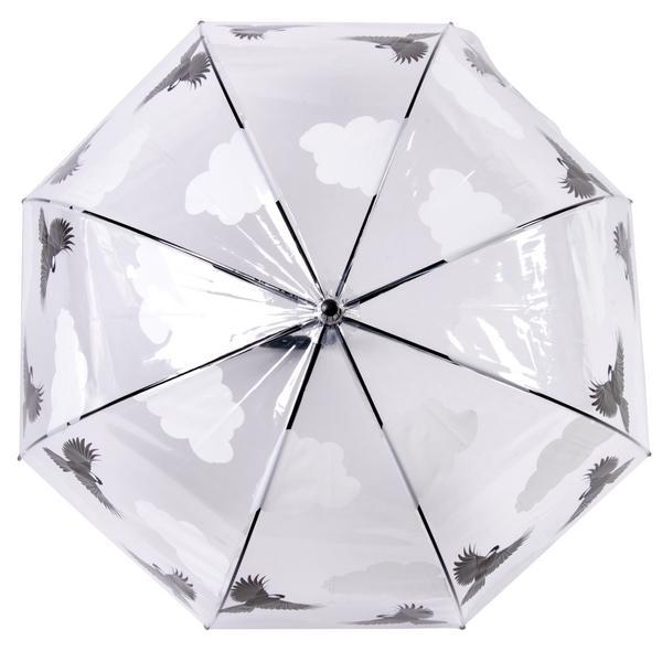 Regenschirm transparent 2-seitig Vogel