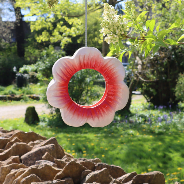 Wild Poppy Ceramic Hanging Bird Feeder