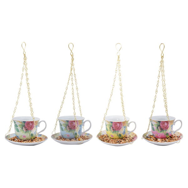 Vogelfutterstation Teetasse Rose