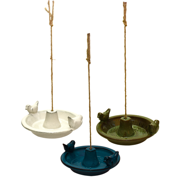 Round ceramic hanging bird bath