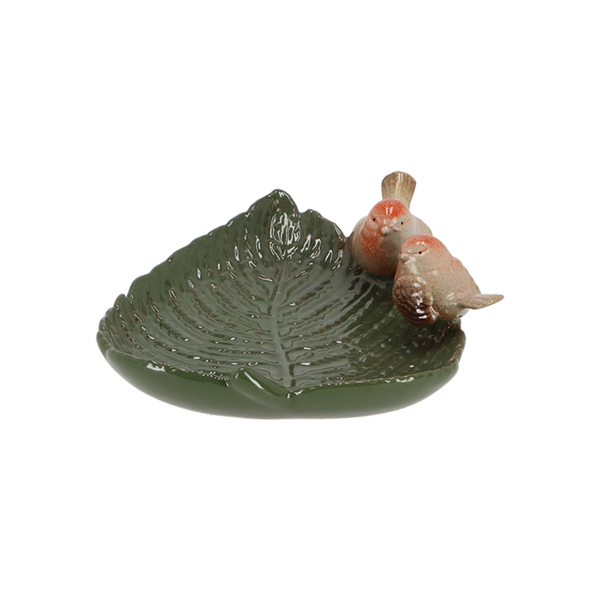 Vogelbad Keramiek Vogels op Blad – Decoratief | Esschert Design