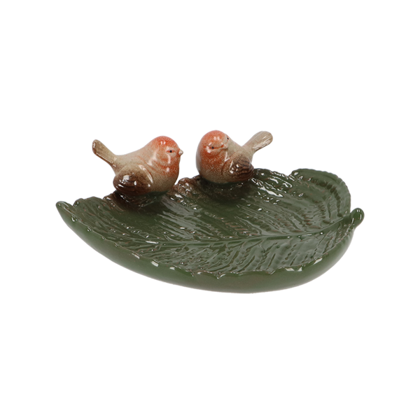 Vogelbad Keramiek Vogels op Blad – Decoratief | Esschert Design