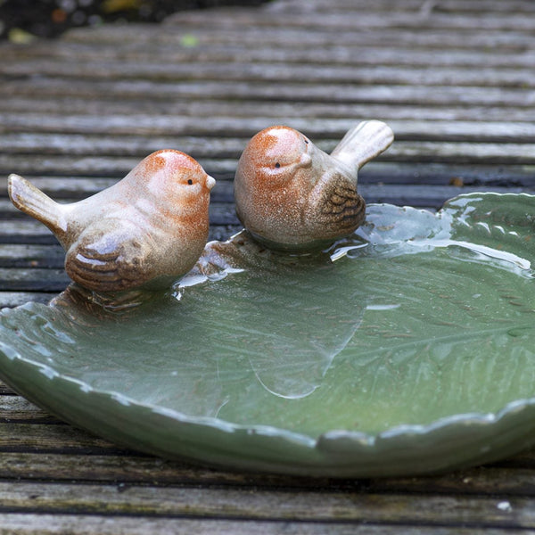 Vogelbad Keramiek Vogels op Blad – Decoratief | Esschert Design