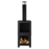 Terrace heater with wood storage