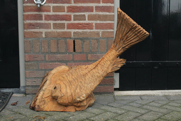 Houtsculptuur vis 90cm