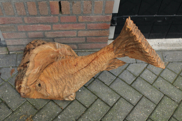 Houtsculptuur vis 90cm