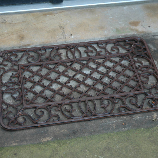 Esschert Design Deurmat Gietijzer Ruit Rechthoekig – Victoriaans patroon, 66,6 × 41,7 × 2 cm