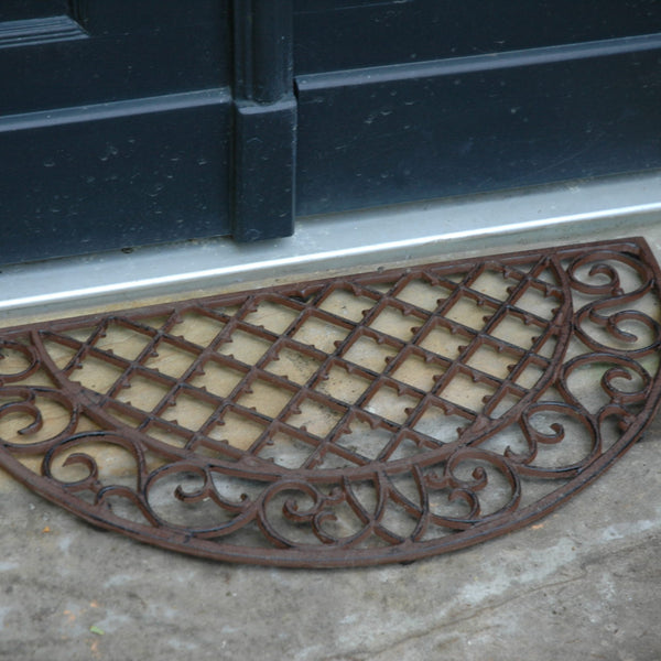 Esschert Design Deurmat Gietijzer Ruit – Halfrond Victoriaans patroon, 67,5 × 34,5 × 1,9 cm