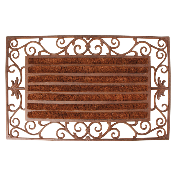 Esschert Design Deurmat met Kokosrolborstels – Gietijzer & kokos, 74 × 46 × 2,9 cm