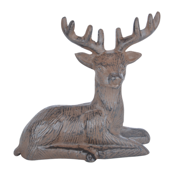 Cerf couché en fonte