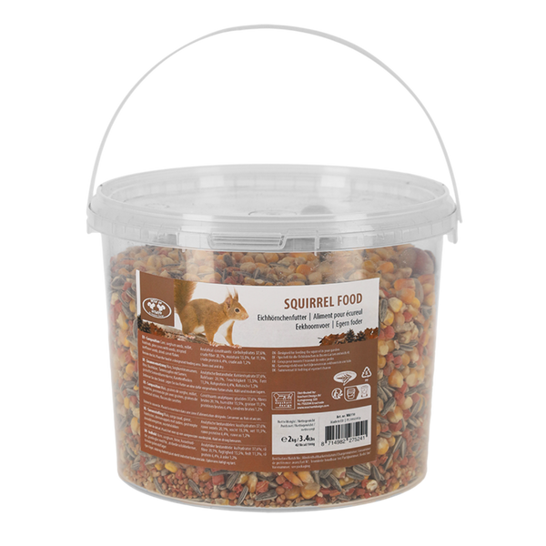 Eekhoornvoer 2 kg in emmer – mix met noten & zaden | Voor eekhoornvoederhuis