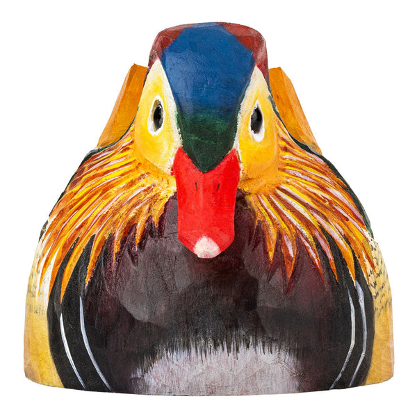 DecoBird Mandarijneend – handgesneden houten vogel 22,5 cm