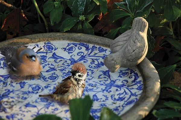 Esschert Design - Birdbath ceramic blue-white