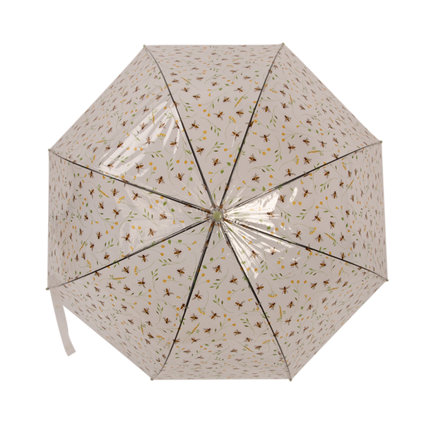 Transparent umbrella with bee print